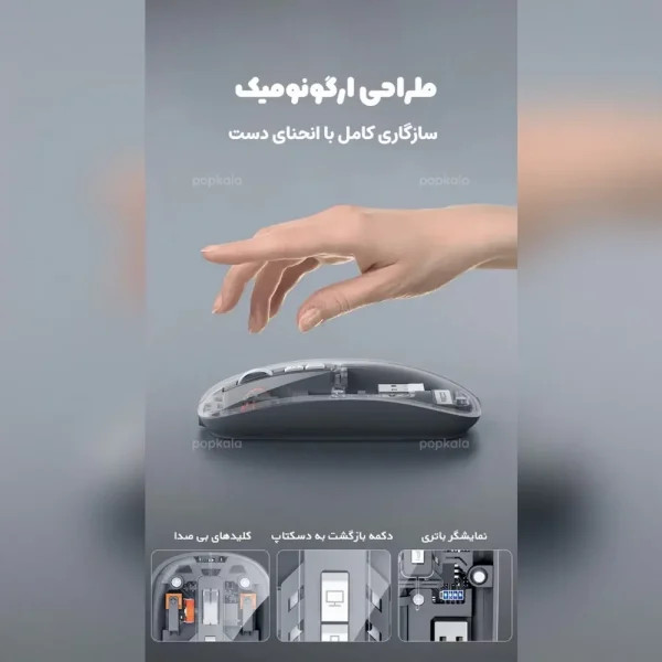 موس شفاف بی سیم چندحالته RECCI مدل RCS‑M01