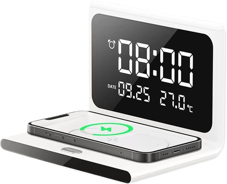 شارژر بی سیم و ساعت رومیزی REXCIN L12 مدل -L12