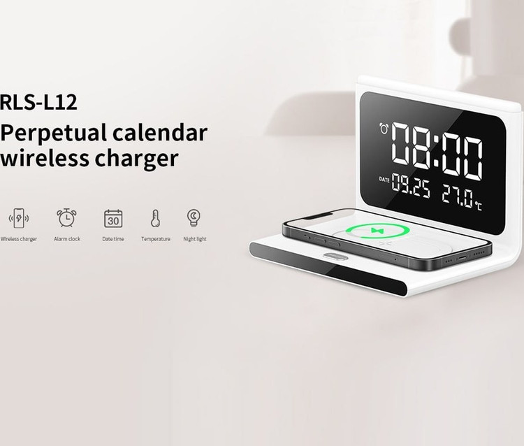 شارژر بی سیم و ساعت رومیزی REXCIN L12 مدل -L12