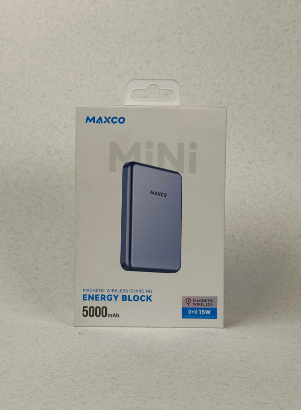 پاوربانک مگنتی 5000 میلیآمپر MAXCO Mini Energy Block با شارژ وایرلس 15 وات
