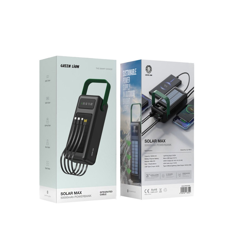 پاور بانک خورشیدی گرین لاین Green Lion Solar Max 50000mAh Power Bank GNSLRPB50K